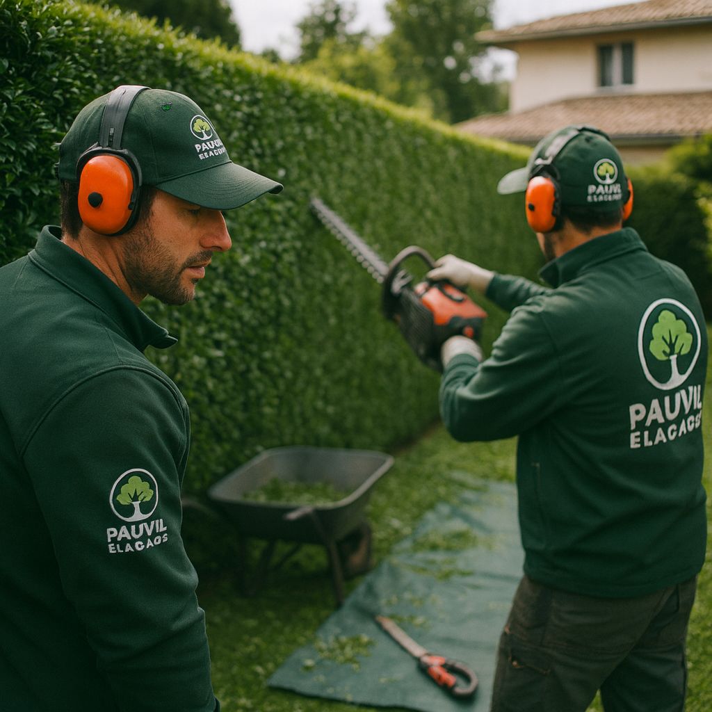 Taille de haie avec alignement et finitions